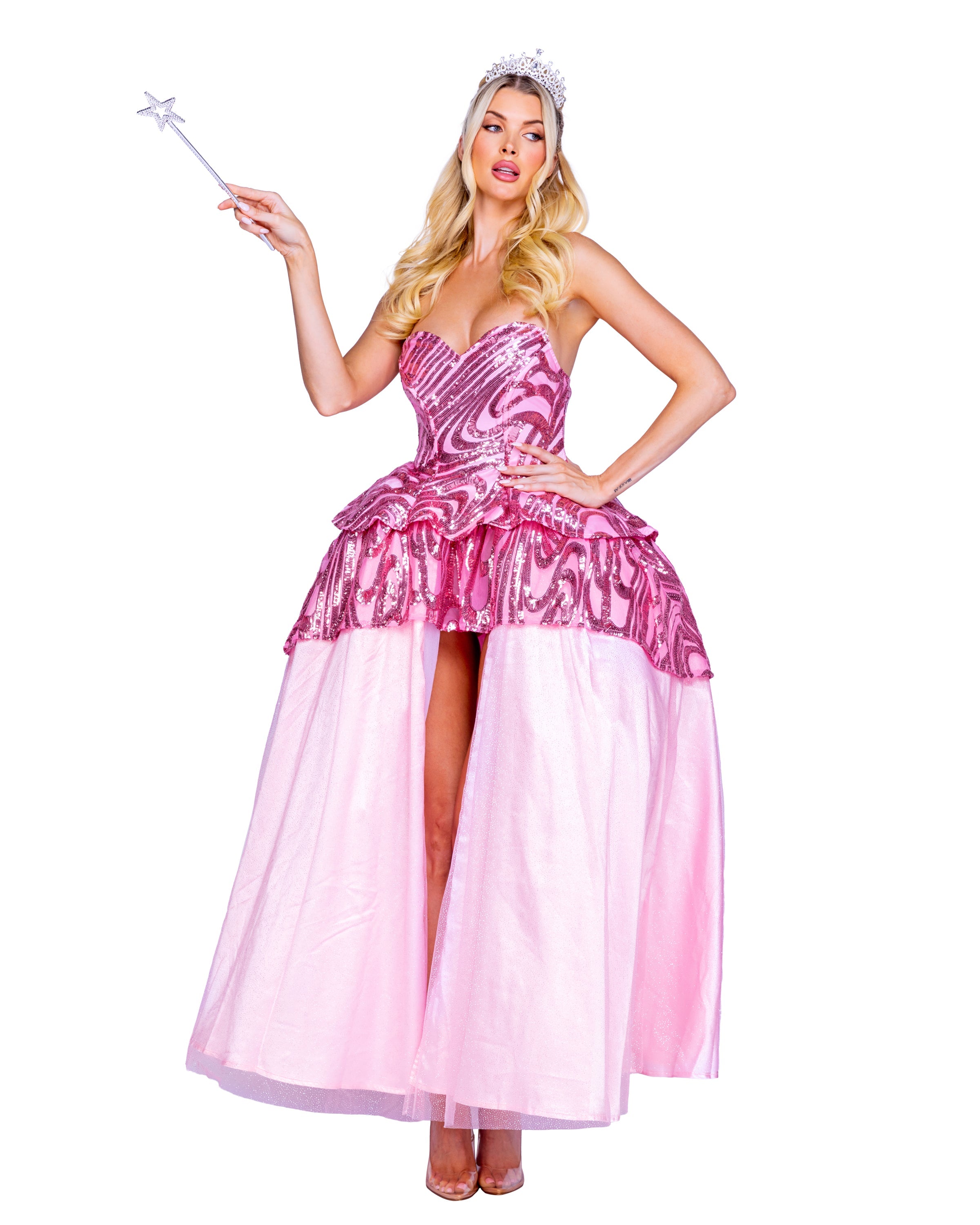Women's princess costume, sequin top and tiara, view 2